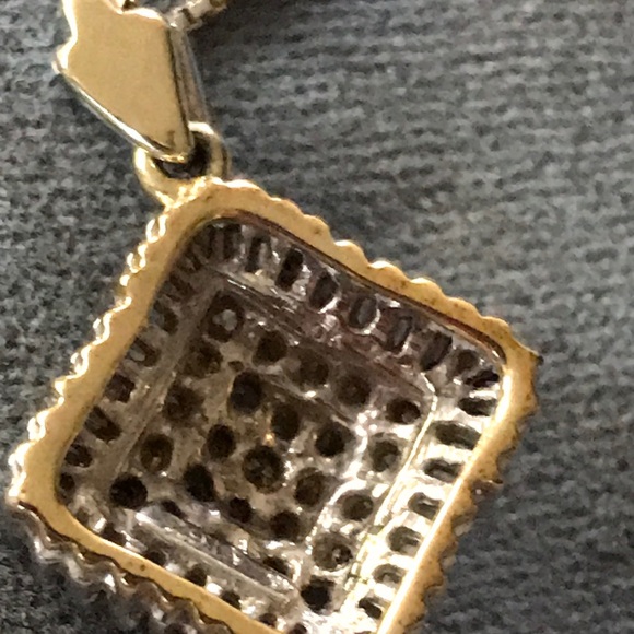 10k Cluster Diamond Pendant Only Yellow and White Gold - Picture 8 of 9